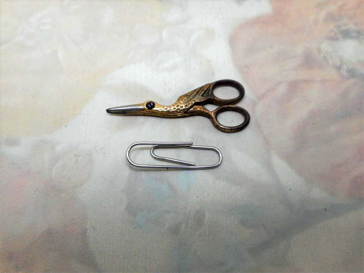 A tiny pair of gilt steel stork scissors. 20thc – Curio Cabinet Antiques